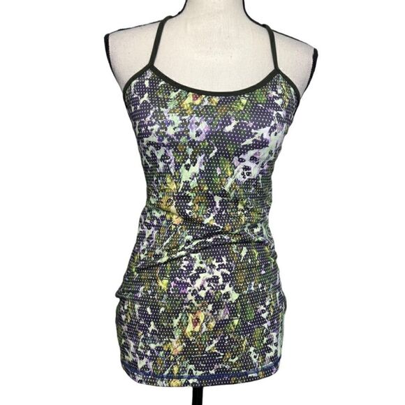 LULULEMON Power Y Racerback Tank Top. Green yellow and purple. Size 6 - Picture 1 of 6